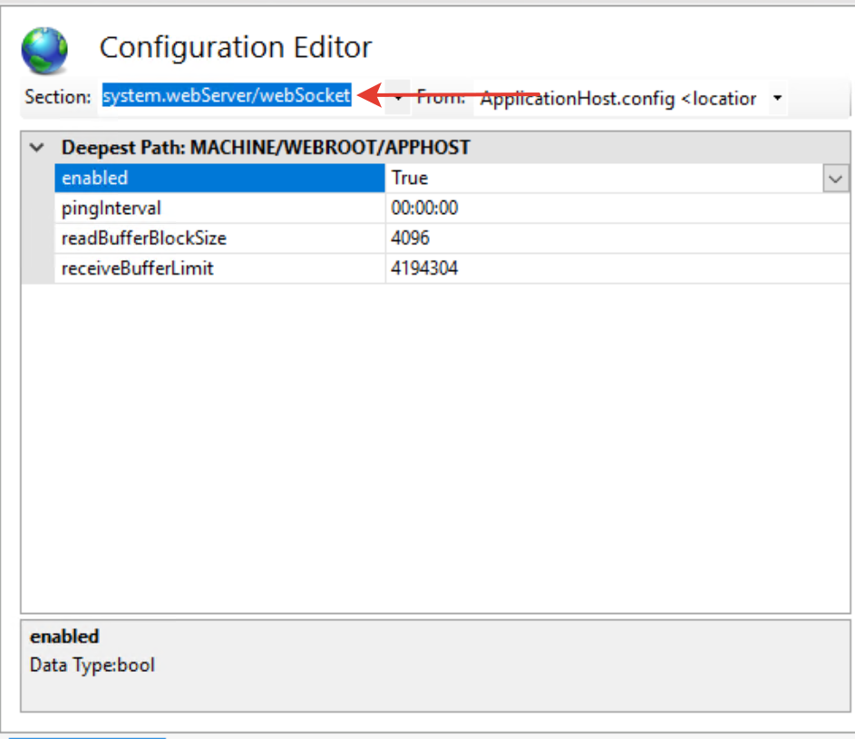 Включение поддержки WebSocket